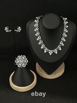 TRIFARI Alfred Philippe Queen of Diamonds Navette SILVER Set Imperfect