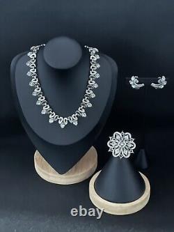 TRIFARI Alfred Philippe Queen of Diamonds Navette SILVER Set Imperfect