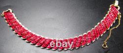 TRIFARI Alfred Philippe Red Invisibly Set Waffle Rhinestone Vintage Bracelet