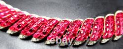 TRIFARI Alfred Philippe Red Invisibly Set Waffle Rhinestone Vintage Bracelet