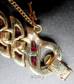 TRIFARI Alfred Philippe Red Invisibly Set Waffle Rhinestone Vintage Bracelet