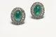 TRIFARI Alfred Philippe Rhodium Plated Green Cabochon Glass Crystal Earrings