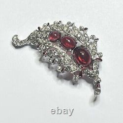 TRIFARI Alfred Philippe Rhodium Plated Red Faceted & Clear Pave' Stone Fur Clip