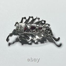 TRIFARI Alfred Philippe Rhodium Plated Red Faceted & Clear Pave' Stone Fur Clip