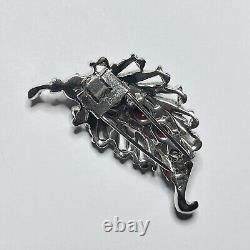 TRIFARI Alfred Philippe Rhodium Plated Red Faceted & Clear Pave' Stone Fur Clip