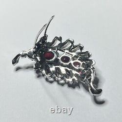 TRIFARI Alfred Philippe Rhodium Plated Red Faceted & Clear Pave' Stone Fur Clip