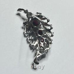 TRIFARI Alfred Philippe Rhodium Plated Red Faceted & Clear Pave' Stone Fur Clip