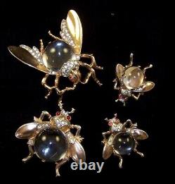 TRIFARI Alfred Philippe STERLING Big, Medium & Small Lucite Jelly Belly Fly Pins