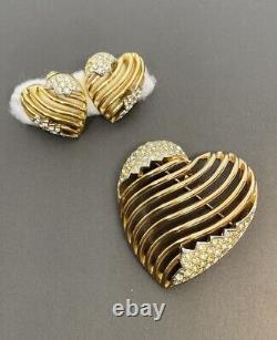 TRIFARI Alfred Philippe Set Royal Ransom Open Work Heart Goldtone 1953