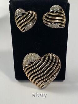 TRIFARI Alfred Philippe Set Royal Ransom Open Work Heart Goldtone 1953