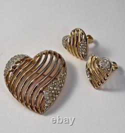 TRIFARI Alfred Philippe Set Royal Ransom Open Work Heart Goldtone 1953