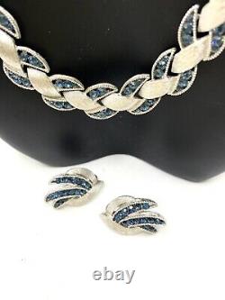 TRIFARI Alfred Philippe Silver Metal & Blue Sapphire Rhinestone Choker Earrings