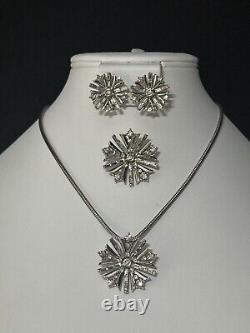 TRIFARI Alfred Philippe Snowflake Earrings Necklace Brooch Baguettes Book Set