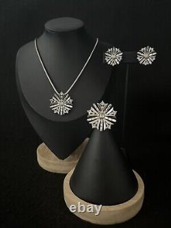 TRIFARI Alfred Philippe Snowflake Earrings Necklace Brooch Baguettes Book Set