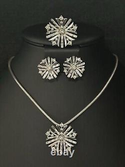 TRIFARI Alfred Philippe Snowflake Earrings Necklace Brooch Baguettes Book Set