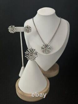 TRIFARI Alfred Philippe Snowflake Earrings Necklace Brooch Baguettes Book Set