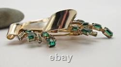 TRIFARI'Alfred Philippe' Sterling Faux Emerald Rhinestone Floral Spray Clip Pin