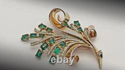 TRIFARI'Alfred Philippe' Sterling Faux Emerald Rhinestone Floral Spray Clip Pin