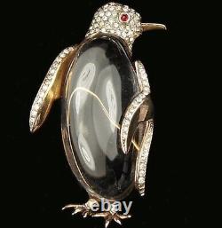 TRIFARI'Alfred Philippe' Sterling Pave Lucite Jelly Belly Penguin Pin