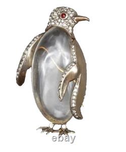 TRIFARI'Alfred Philippe' Sterling Pave Lucite Jelly Belly Penguin Pin