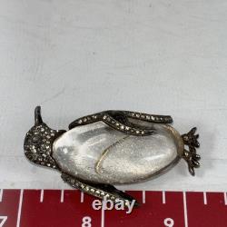 TRIFARI'Alfred Philippe' Sterling Pave Lucite Jelly Belly Penguin Pin AS IS
