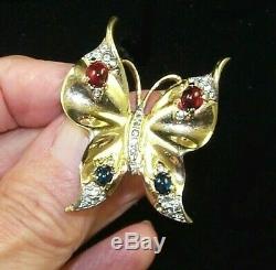 TRIFARI Alfred Philippe Sterling Ruby Sapphire & Pave Butterfly Pin & Earrings