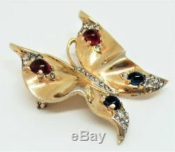 TRIFARI Alfred Philippe Sterling Ruby Sapphire & Pave Butterfly Pin & Earrings
