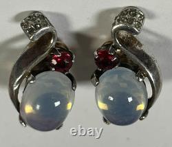 TRIFARI Alfred Philippe Sterling Silver Jelly Belly Clip on Earrings Moonstone