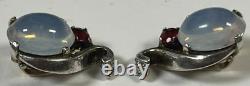 TRIFARI Alfred Philippe Sterling Silver Jelly Belly Clip on Earrings Moonstone