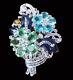 TRIFARI'Alfred Philippe' Tricolor Crystal Enamel Floral Spray Clipmate/Pin