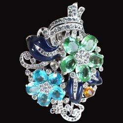 TRIFARI'Alfred Philippe' Tricolor Crystal Enamel Floral Spray Clipmate/Pin