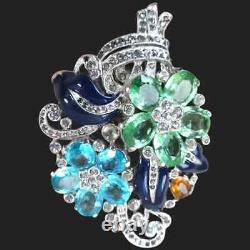 TRIFARI'Alfred Philippe' Tricolor Crystal Enamel Floral Spray Clipmate/Pin