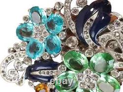TRIFARI'Alfred Philippe' Tricolor Crystal Enamel Floral Spray Clipmate/Pin