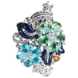 TRIFARI'Alfred Philippe' Tricolor Crystal Enamel Floral Spray Clipmate/Pin