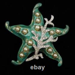 TRIFARI'Alfred Philippe''Tropical Fantasies' Gold-Dusted Green Enamel Starfish