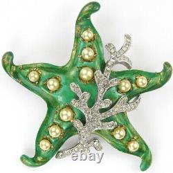 TRIFARI'Alfred Philippe''Tropical Fantasies' Gold-Dusted Green Enamel Starfish