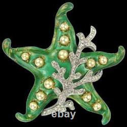 TRIFARI'Alfred Philippe''Tropical Fantasies' Gold-Dusted Green Enamel Starfish