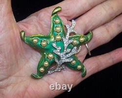 TRIFARI'Alfred Philippe''Tropical Fantasies' Gold-Dusted Green Enamel Starfish