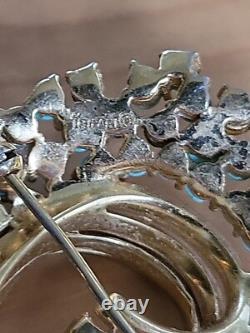 TRIFARI Alfred Philippe Turquoise & Royal Blue Swirl Rare Brooch Signed