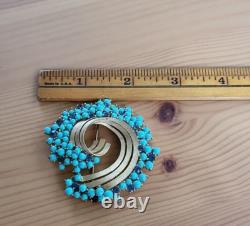 TRIFARI Alfred Philippe Turquoise & Royal Blue Swirl Rare Brooch Signed