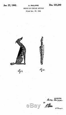 TRIFARI'Alfred Philippe' Ultra Rare Enamel & Pave Sitting'Greyhound'' Clip/Pin