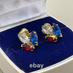 TRIFARI Alfred Philippe Vintage Coronation Crown Brooch & Earrings Set Jelly