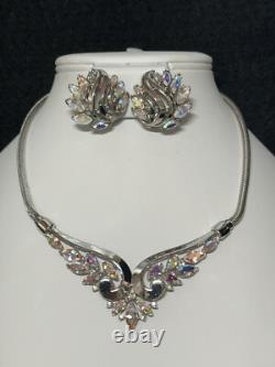 TRIFARI Aurora Borealis Silver Alfred Philippe Navette Earrings Necklace