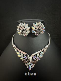 TRIFARI Aurora Borealis Silver Alfred Philippe Navette Earrings Necklace