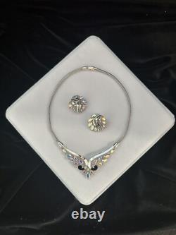 TRIFARI Aurora Borealis Silver Alfred Philippe Navette Earrings Necklace