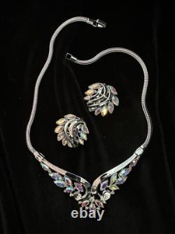 TRIFARI Aurora Borealis Silver Alfred Philippe Navette Earrings Necklace