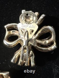 TRIFARI Baguette Bow Set Alfred Philippe Gold-Tone Brilliant PAT PEND 1950 withBox