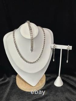 TRIFARI Baguette Drop-Dangle Parure Alfred Philippe Silver-Trifanium PAT PEND