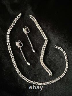 TRIFARI Baguette Drop-Dangle Parure Alfred Philippe Silver-Trifanium PAT PEND