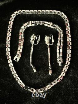 TRIFARI Baguette Drop-Dangle Parure Alfred Philippe Silver-Trifanium PAT PEND